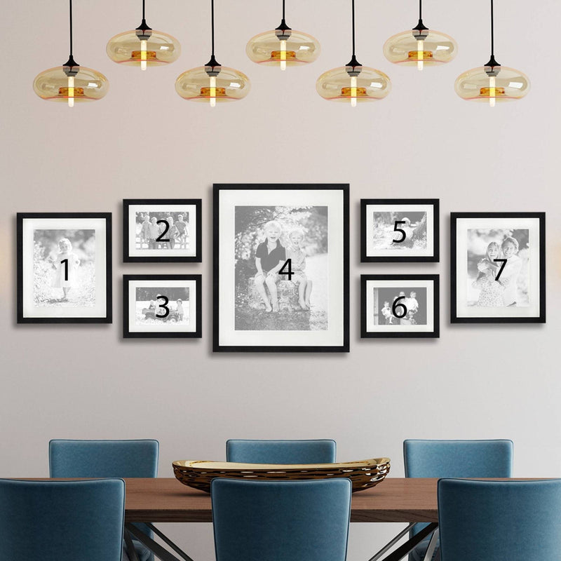 Linear Black 7 Photo Frame Gallery Wall Including Prints