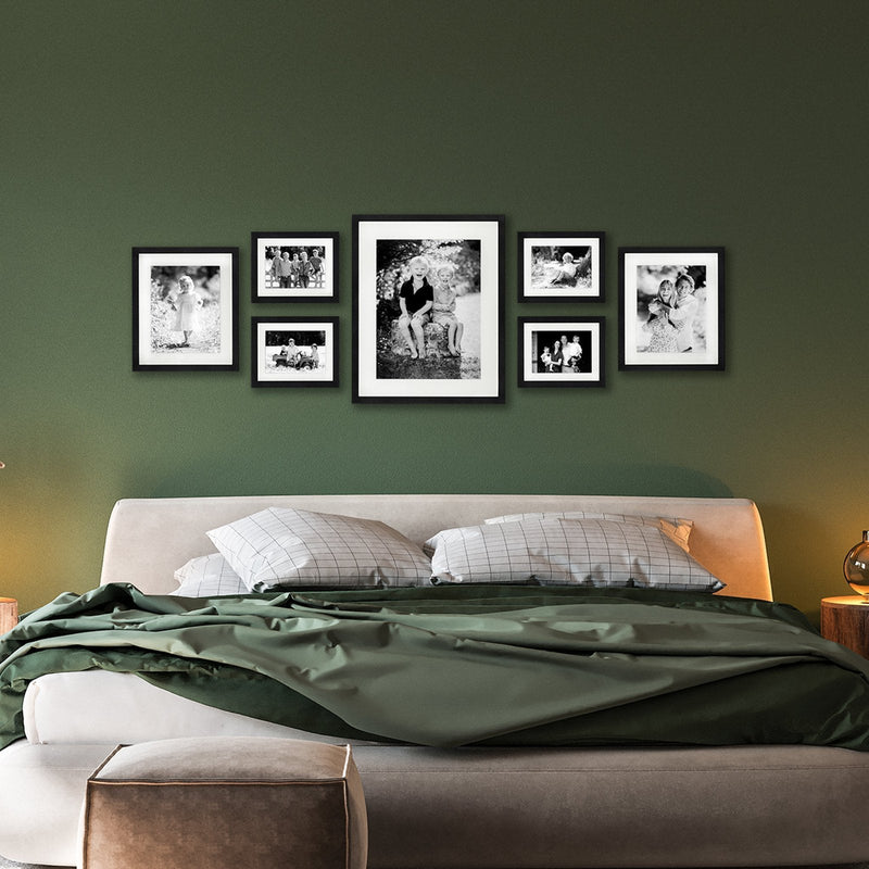 Linear Black 7 Photo Frame Gallery Wall Including Prints