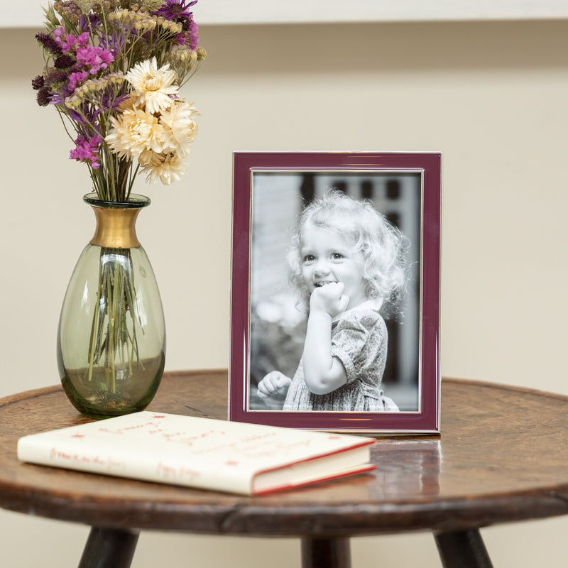 Plum Enamel Silver Frame