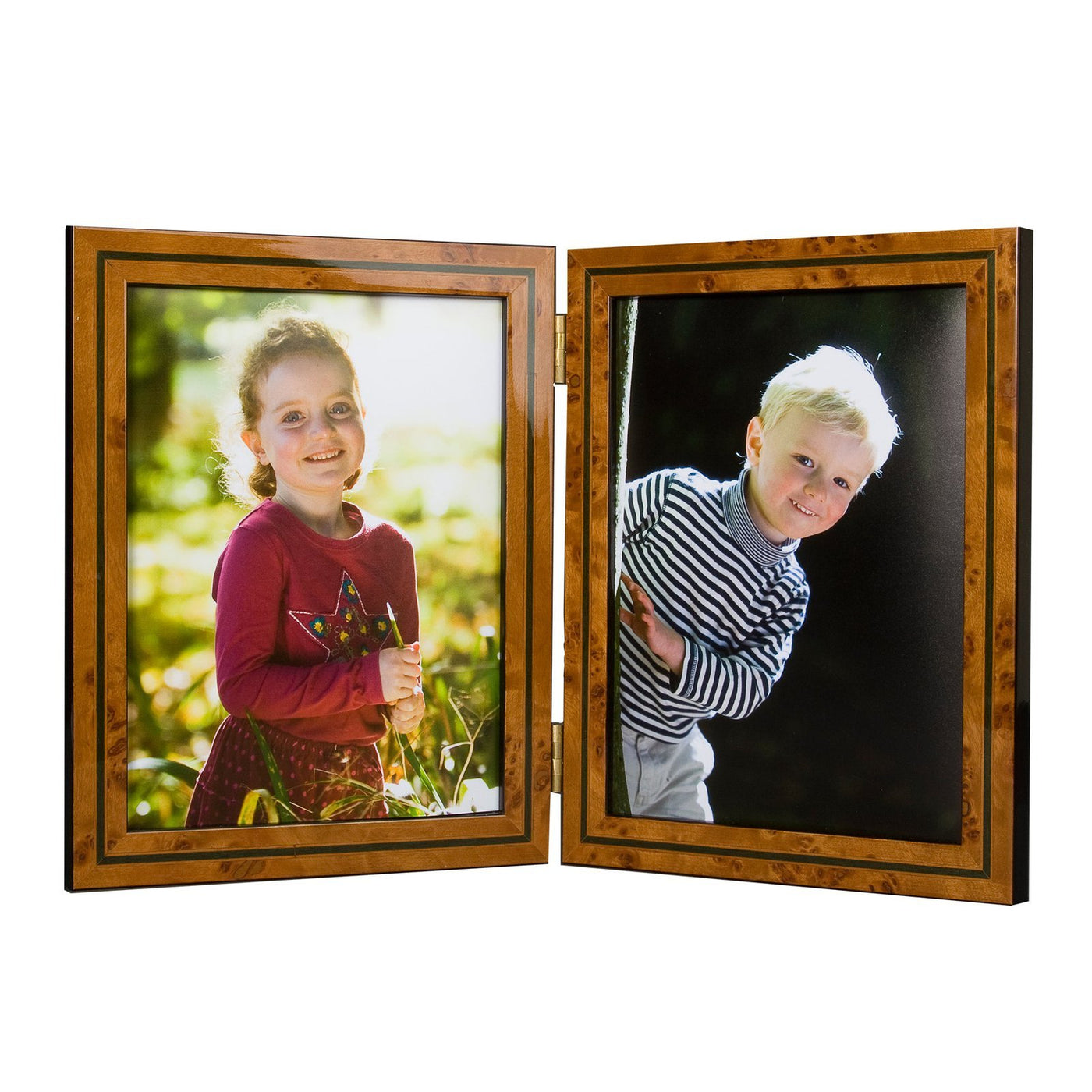 Double Hinged New Green Inlay Photo Frame
