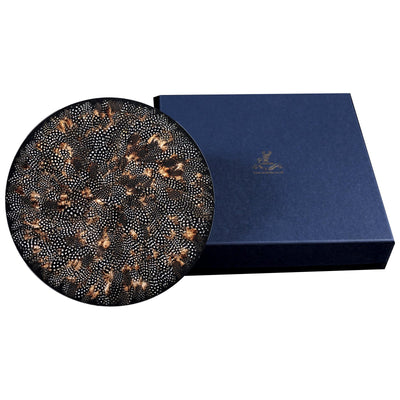 Guinea Fowl Feather Round Table Mats and Presentation Box