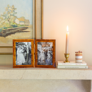 Green Inlay Double Hinged Photo Frame
