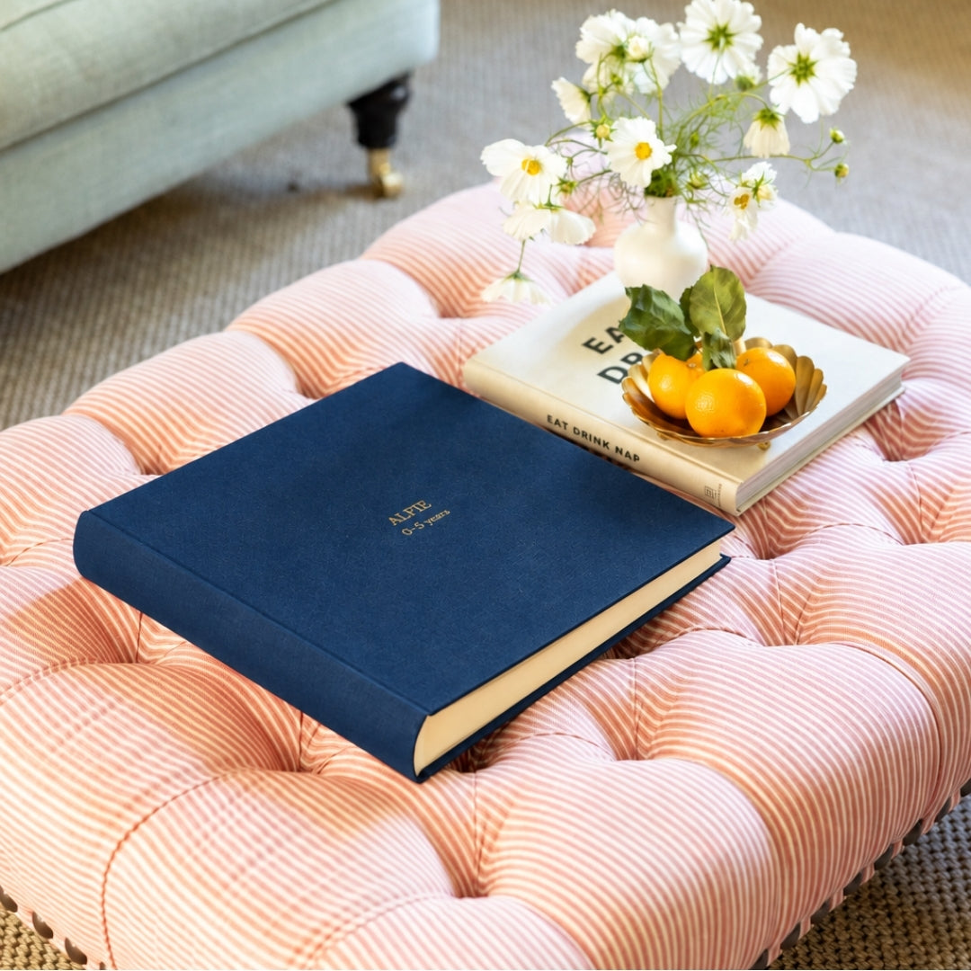 Large Square Linen Photo Album Blue