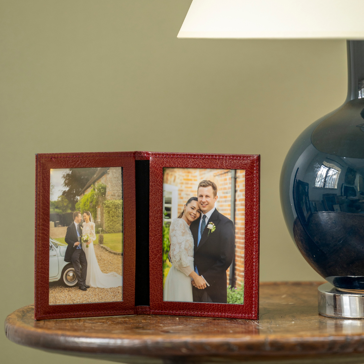 Moroccan Leather Double Travel Photo Frame