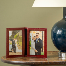 Moroccan Leather Double Travel Photo Frame