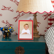 Red Enamel & Silver Frame