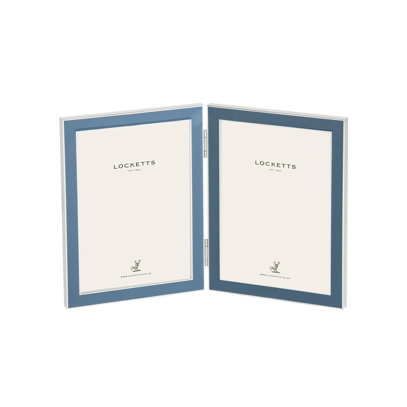 Denim Blue Double Hinged Enamel Photo Frame