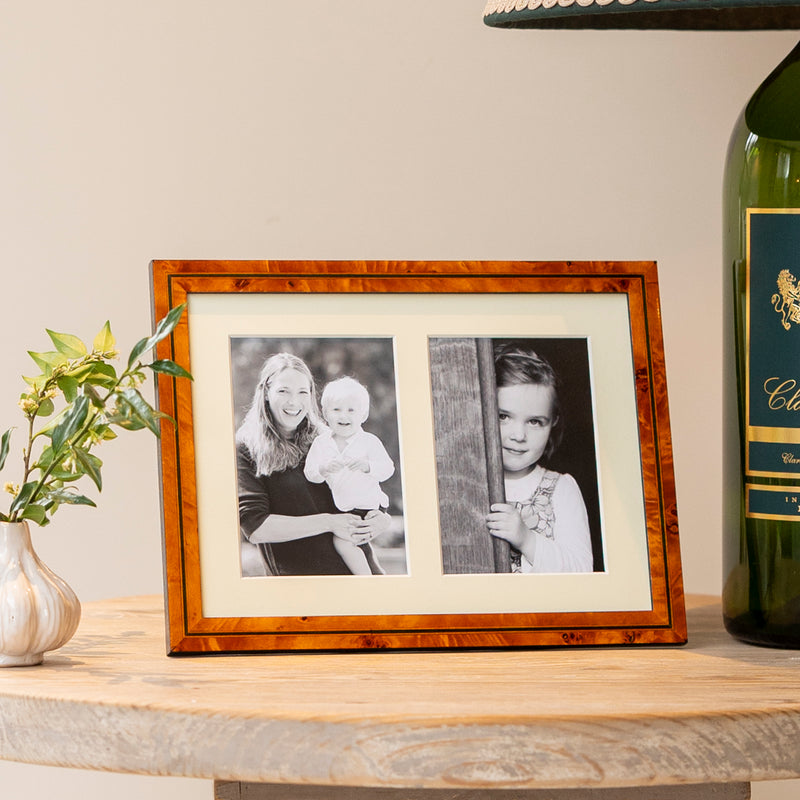 Green Inlay Double Mounted Photo Frame