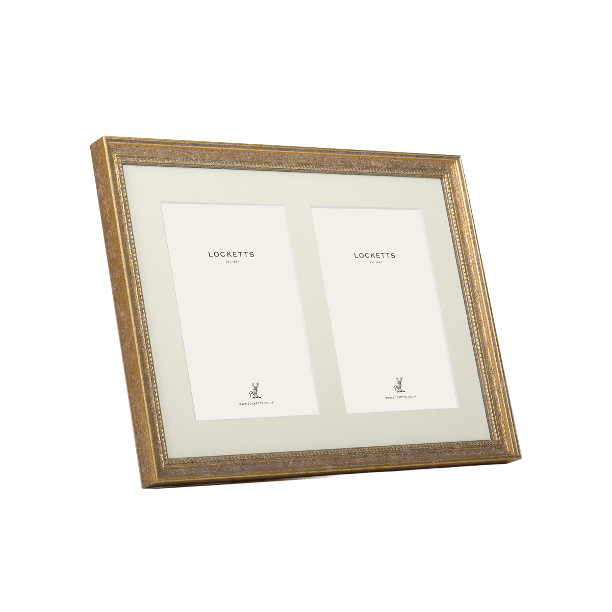 Double Mounted Green OR Gold Marbled Bead Photo Frame Gold 7x5