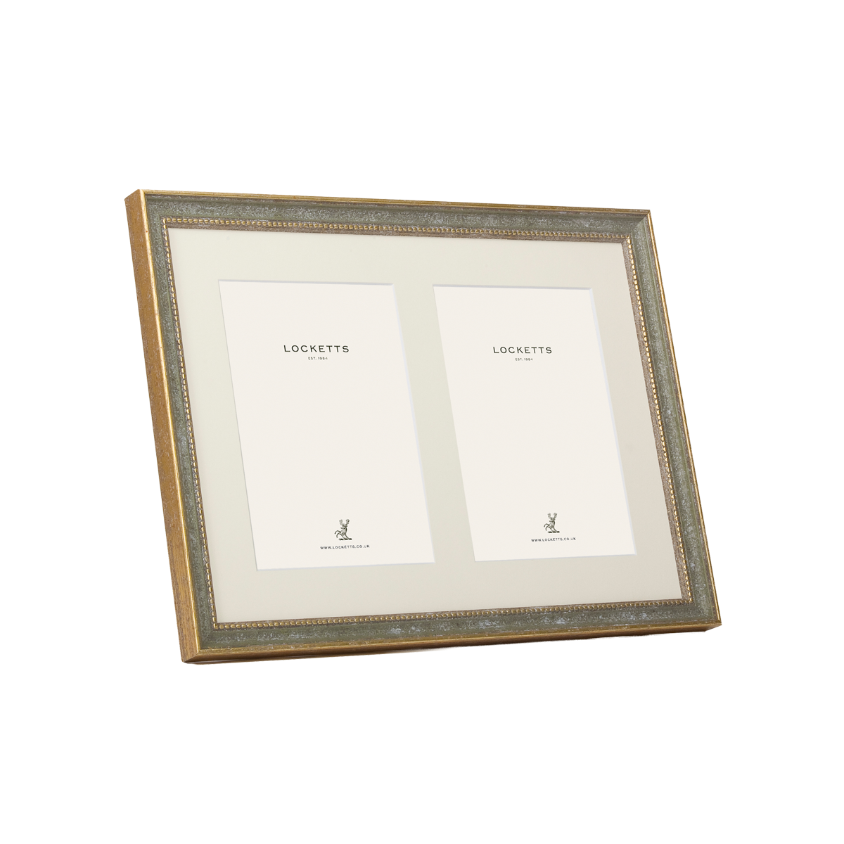 Double Mounted Green Marbled Bead Photo Frame