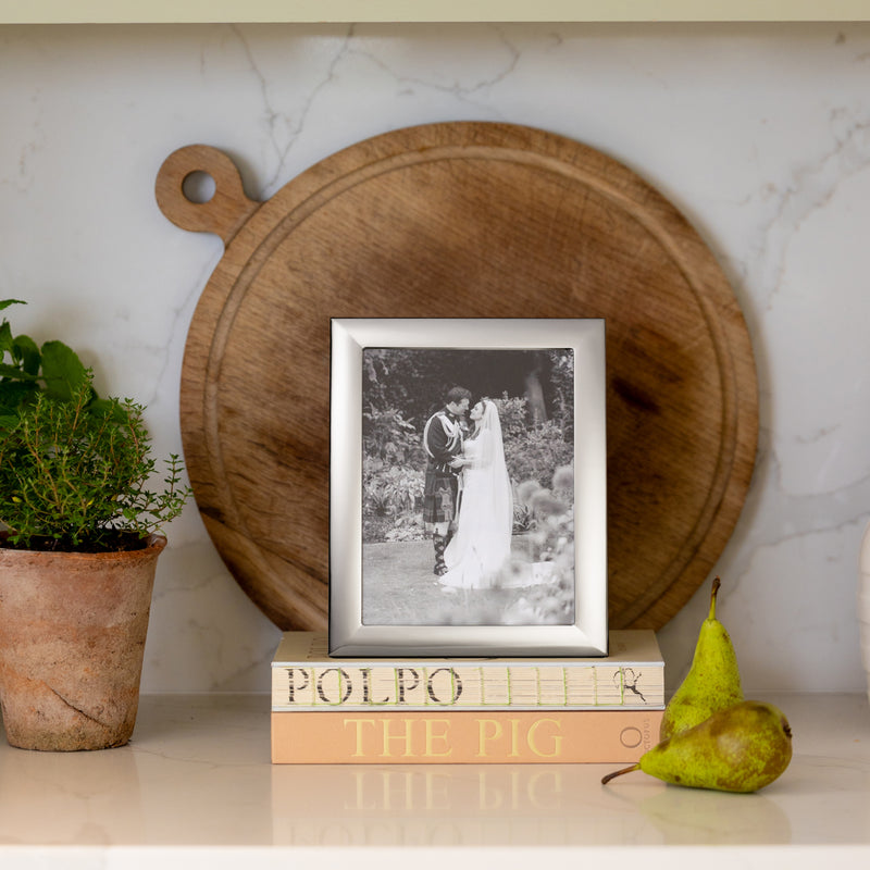 Sterling Silver Plain Photo Frame With Black Wood Back