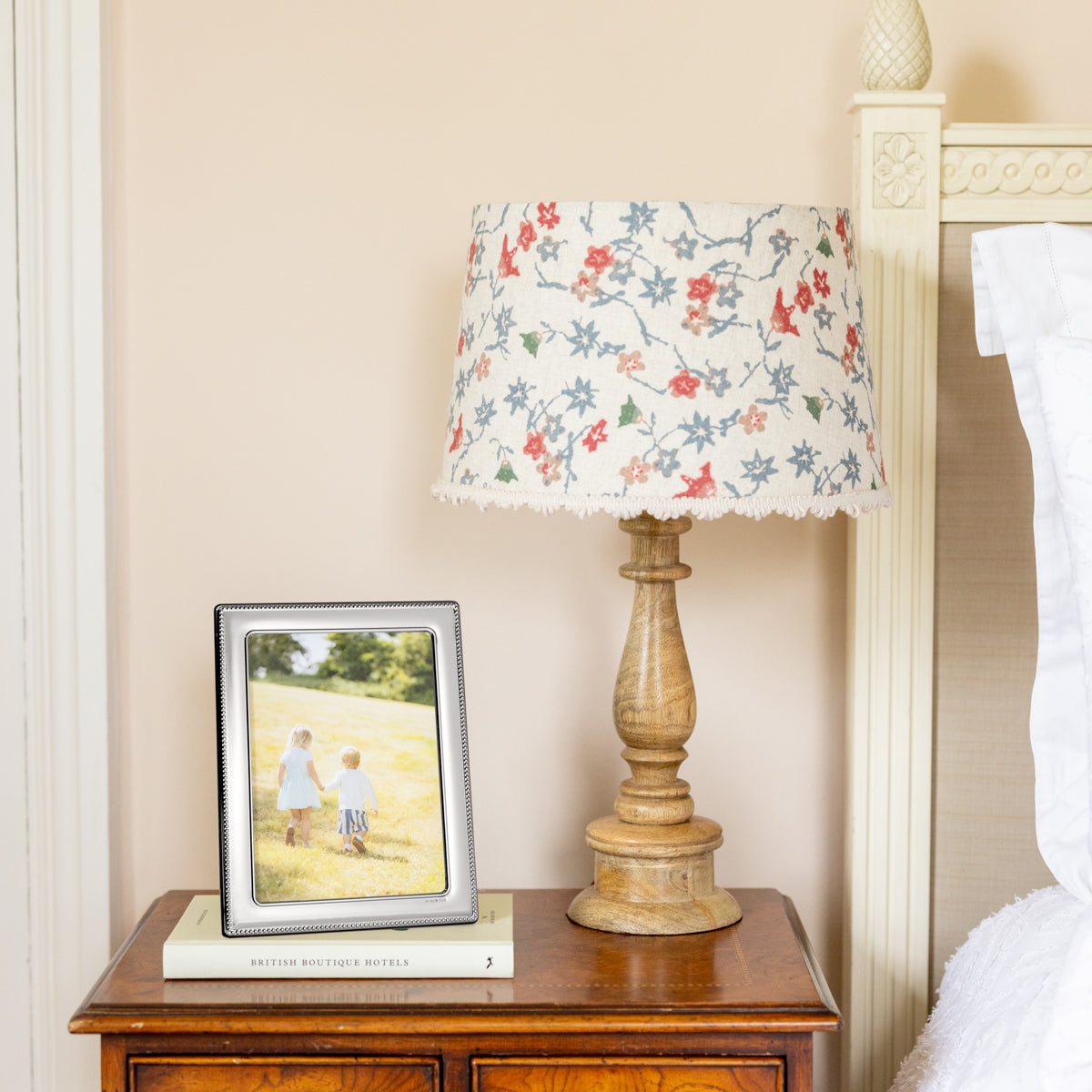 Sterling Silver Bead Photo Frame With Wood Back