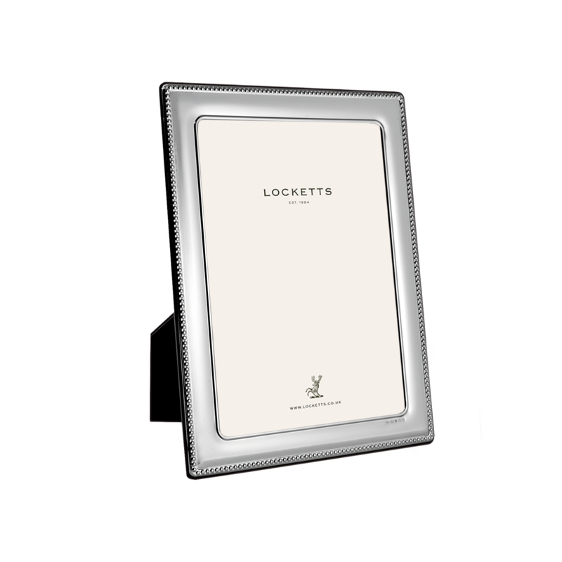 Sterling Silver Bead Photo Frame With Wood Back