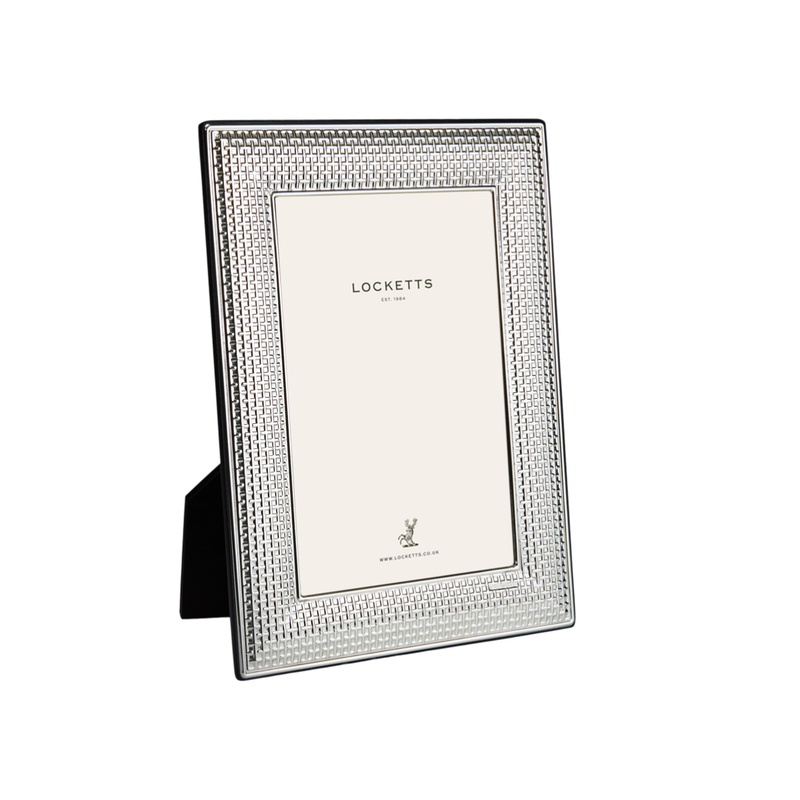 Sterling Silver Cross Stitch Photo Frame With Black Wood Back