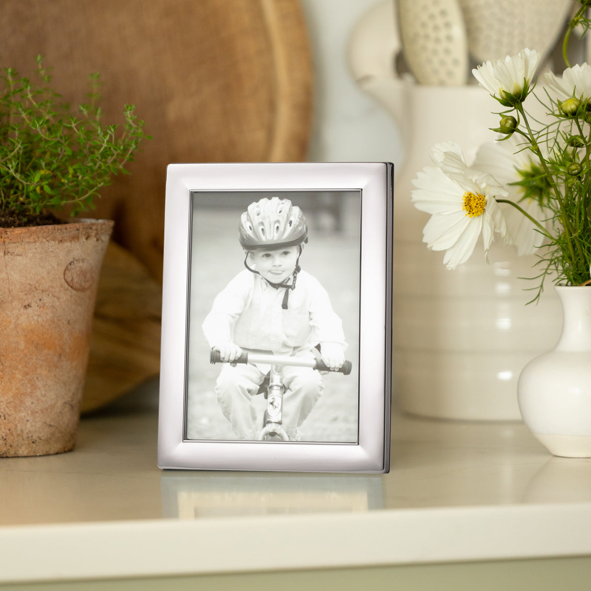 Sterling Silver Luxury Plain Photo Frame With Wood Back