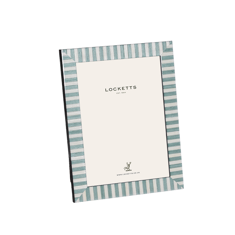 Green and Ivory Striped Photo Frame