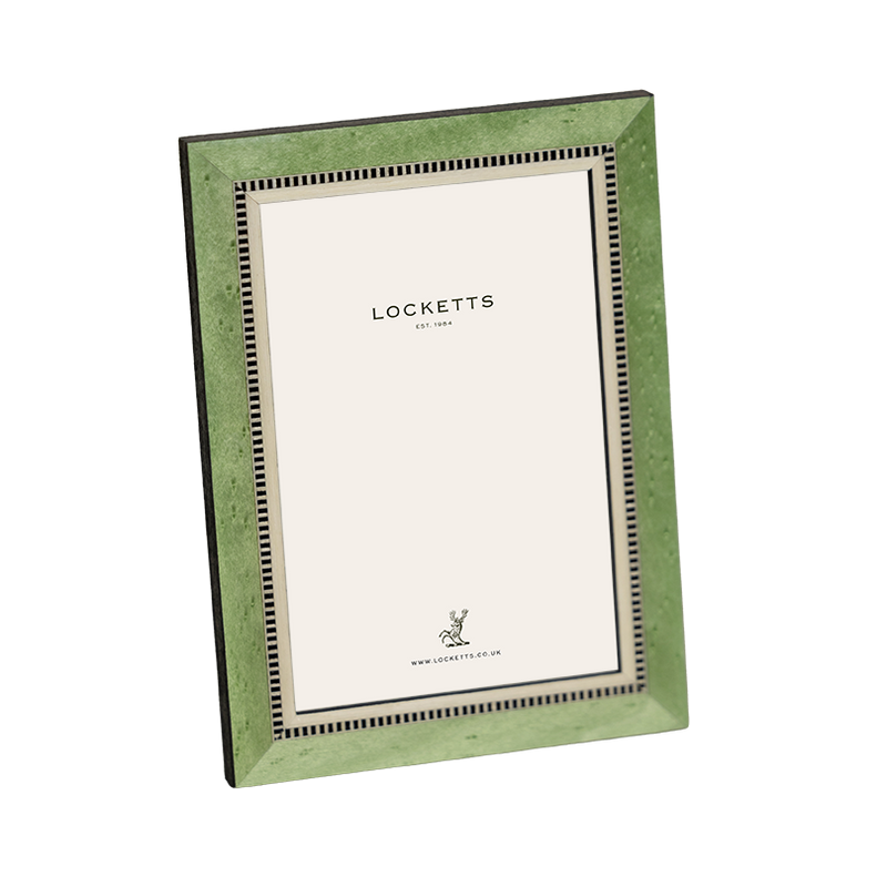 Green with Black &amp; White Stripe Trim Photo Frame