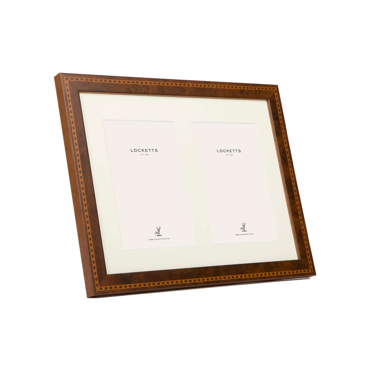 Inlaid Walnut Double Mounted Photo Frame 6x4