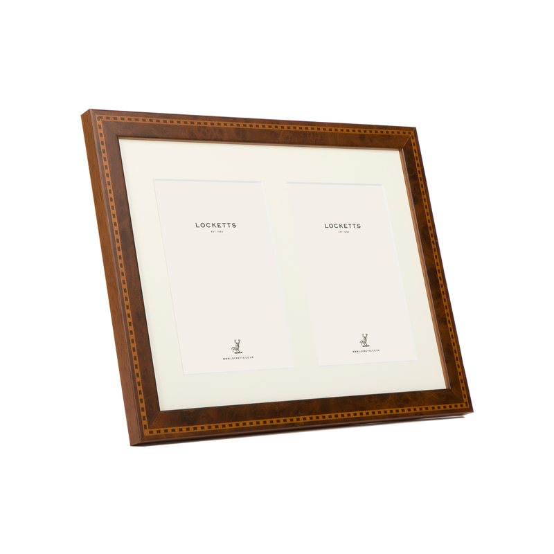 Inlaid Walnut Double Mounted Photo Frame 6x4