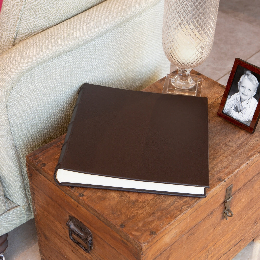 Large Leather Square Photo Album Brown