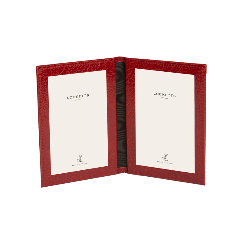 Moroccan Leather Double Travel Photo Frame Burgundy 4x3