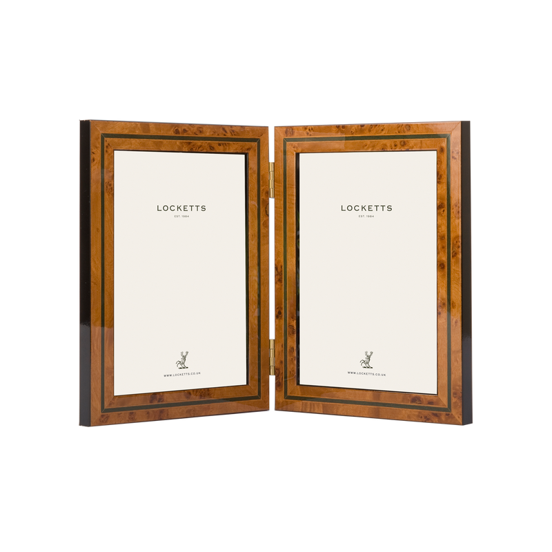Green Inlay Double Hinged Photo Frame