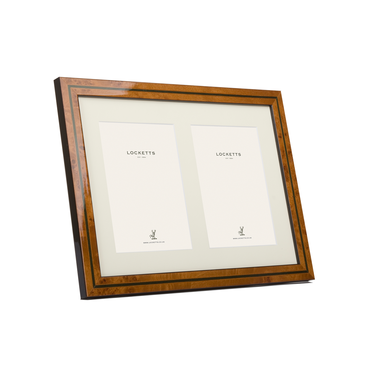 Green Inlay Double Mounted Photo Frame