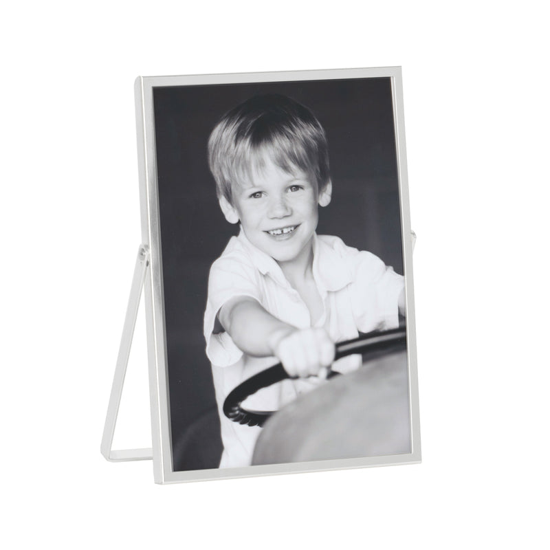 Silver Plate Thin Stand Portrait Photo Frame