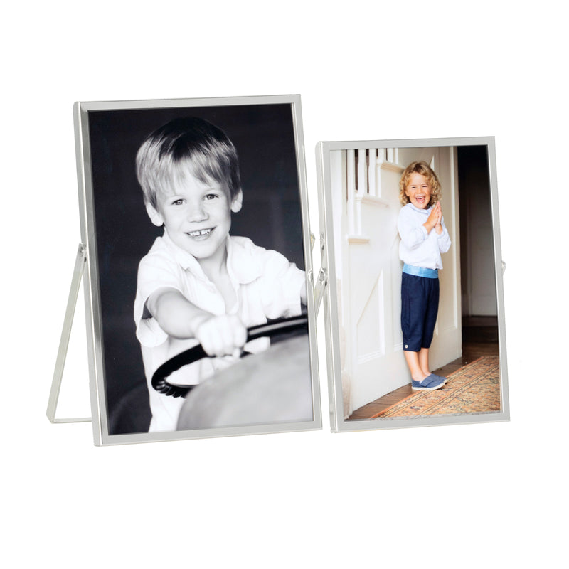 Silver Plate Thin Stand Portrait Photo Frame