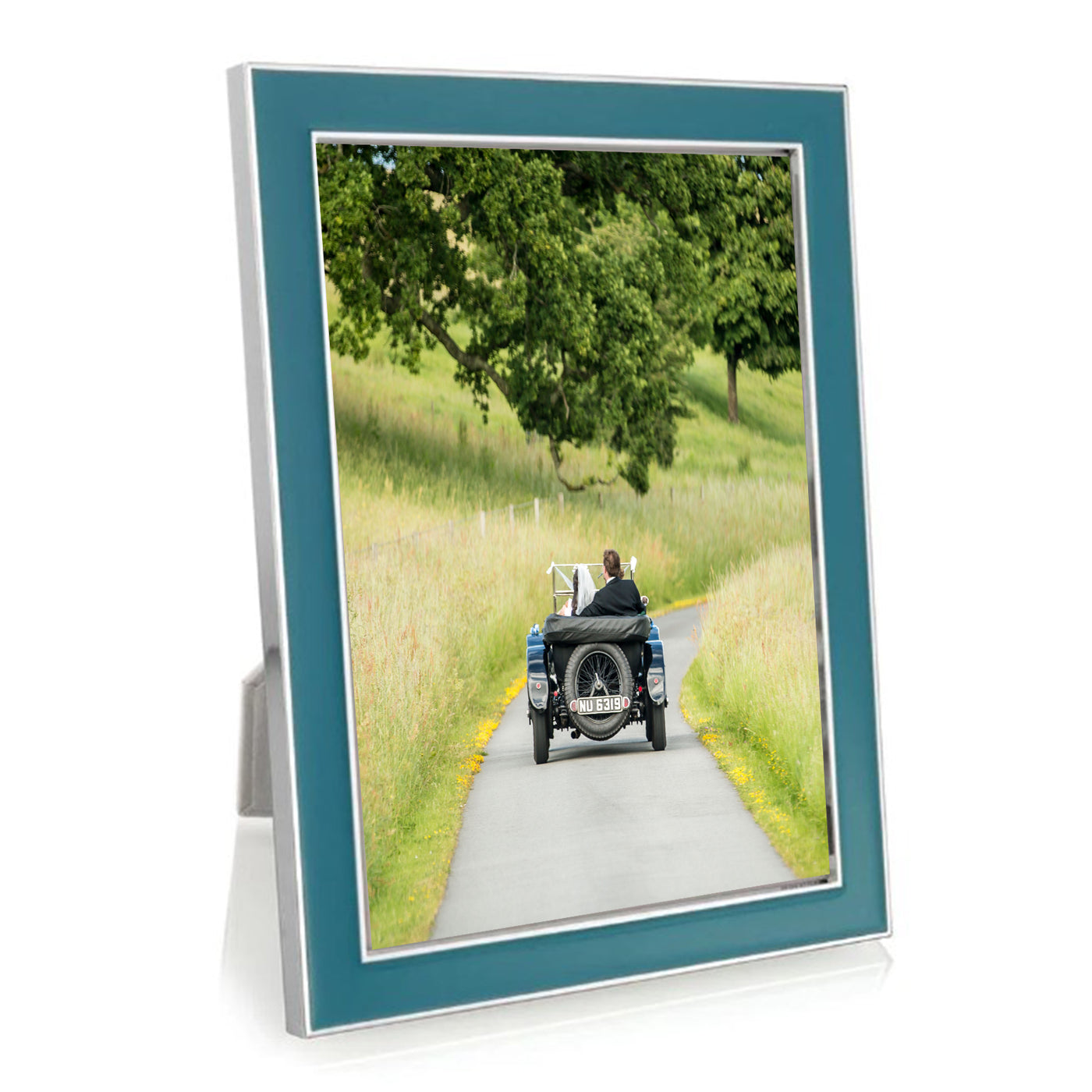 Teal Enamel & Silver Frame