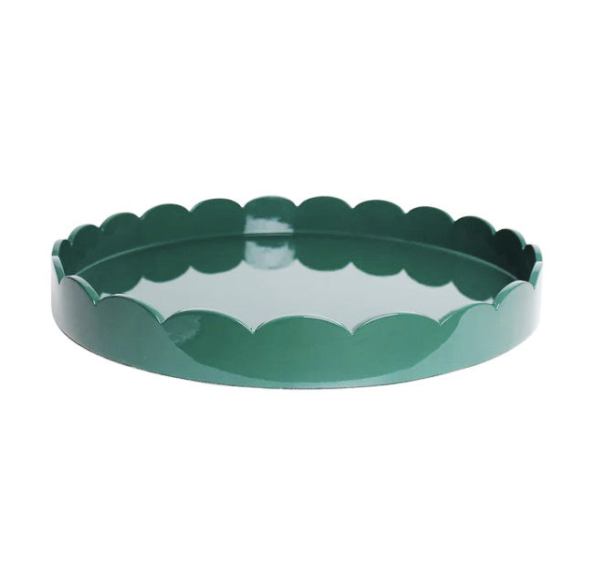 Racing Green Round Large Lacquered Scallop Tray
