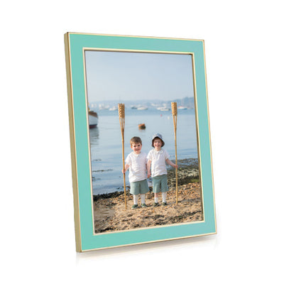 Turquoise Blue Enamel & Gold Frame