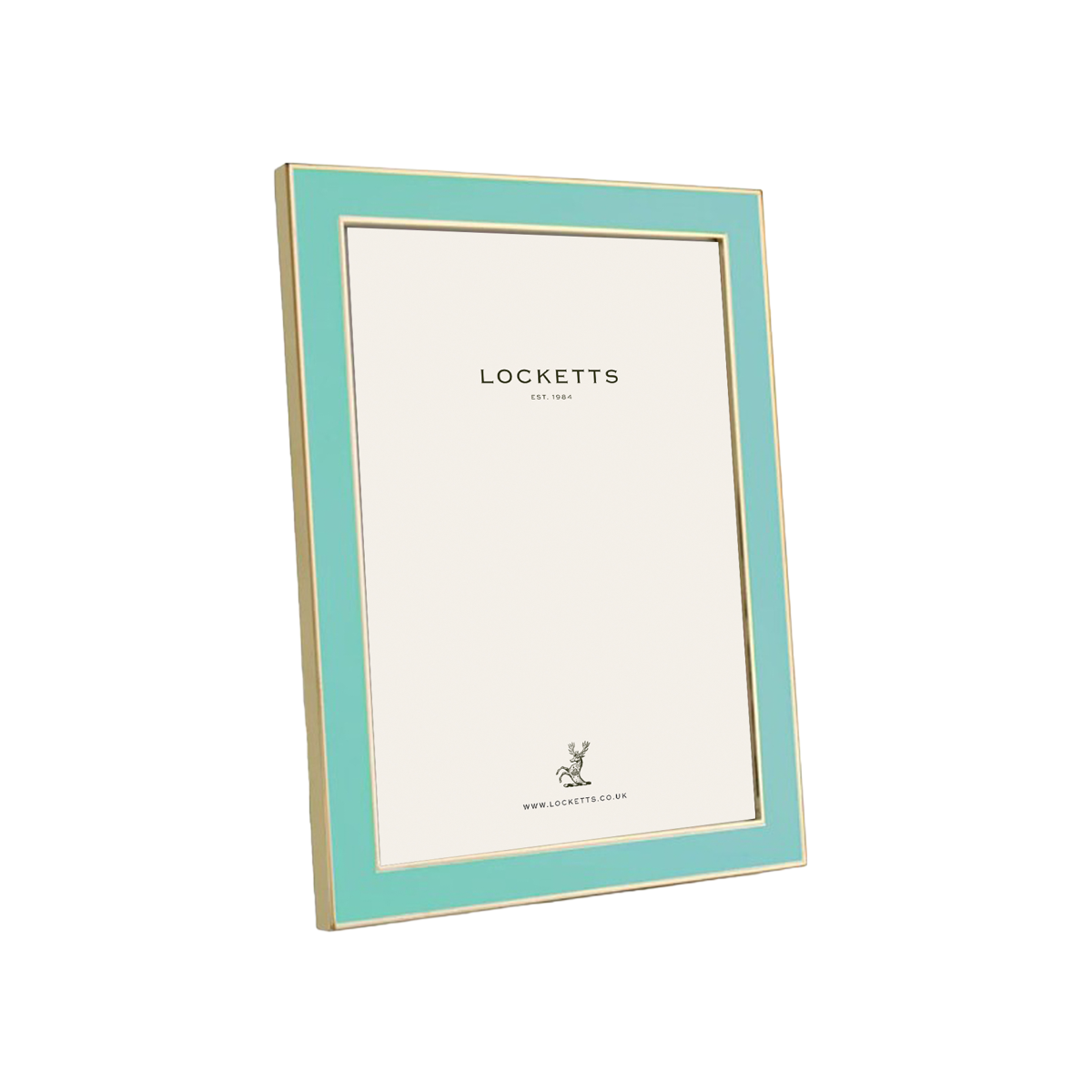 Turquoise Blue Enamel & Gold Frame