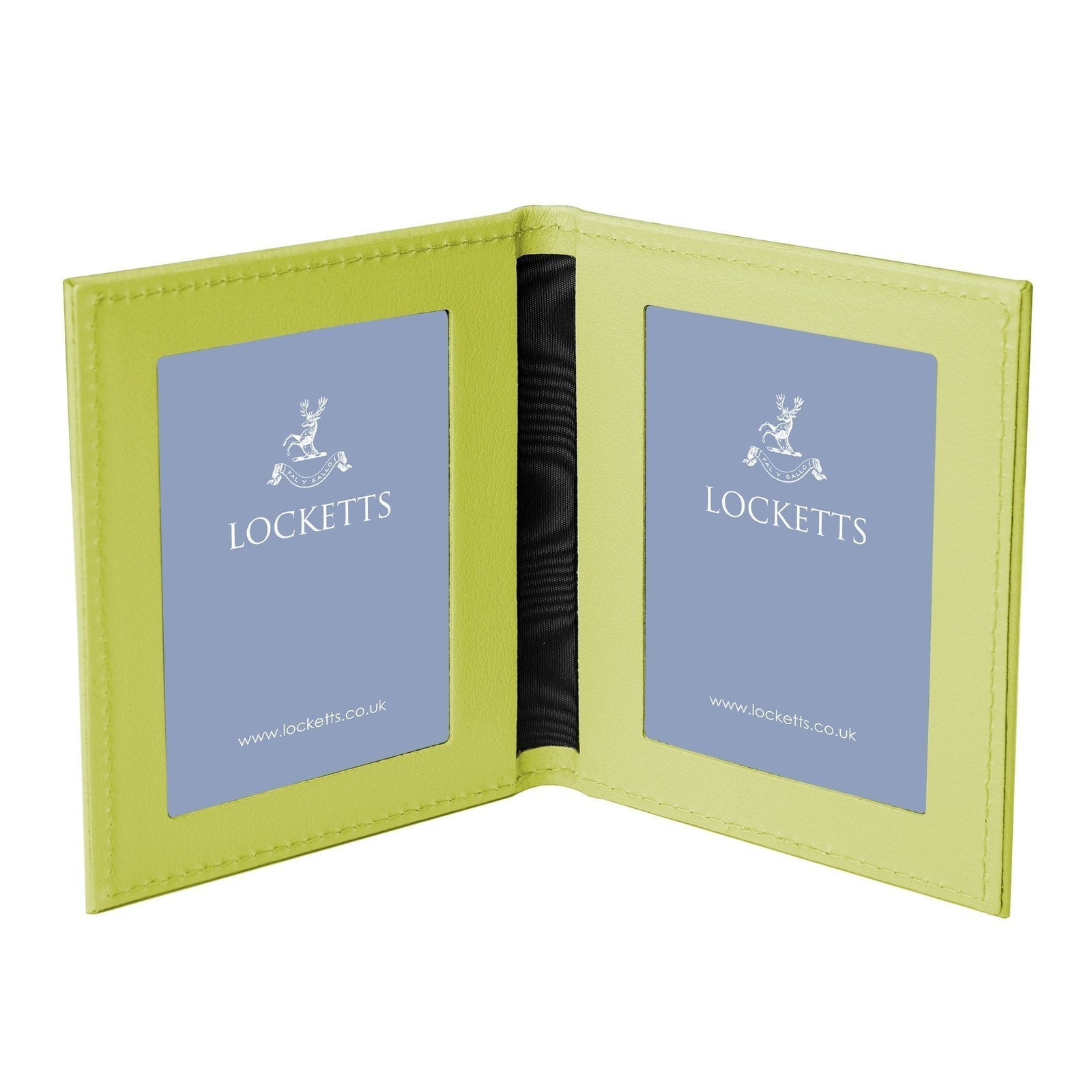 Tuscan Leather Double Travel Photo Frame Lime Green 6x4