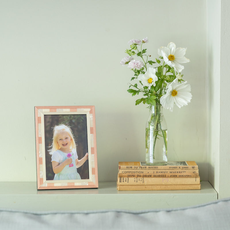 Pink and Ivory Block Photo Frame