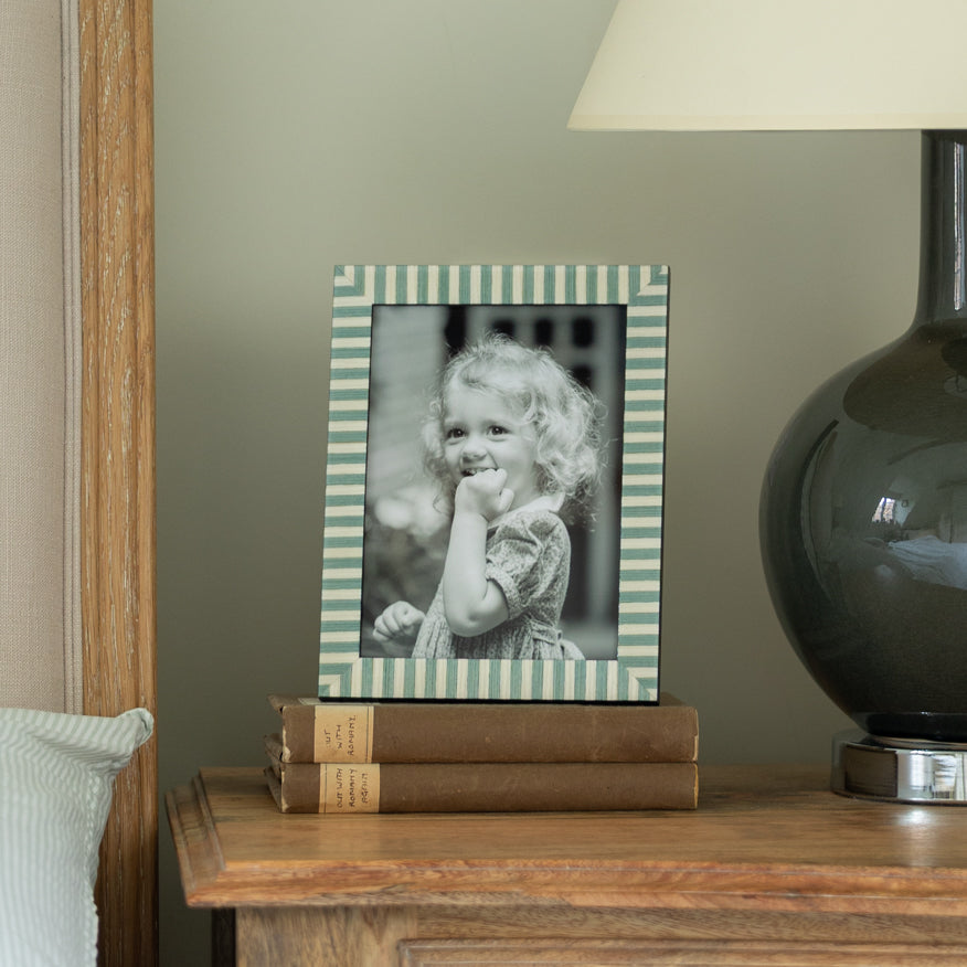 Aqua Pearl Striped Photo Frame