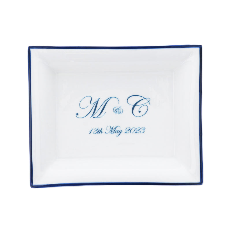 Rectangular Wedding Dish with Initials & Date