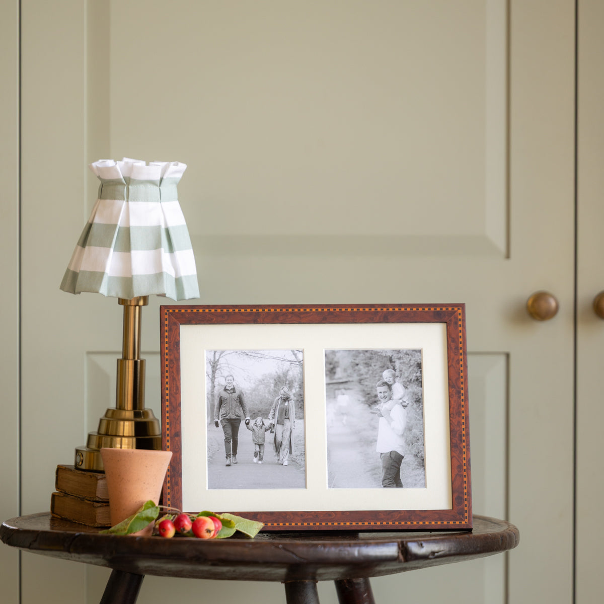Inlaid Walnut Double Mounted Photo Frame