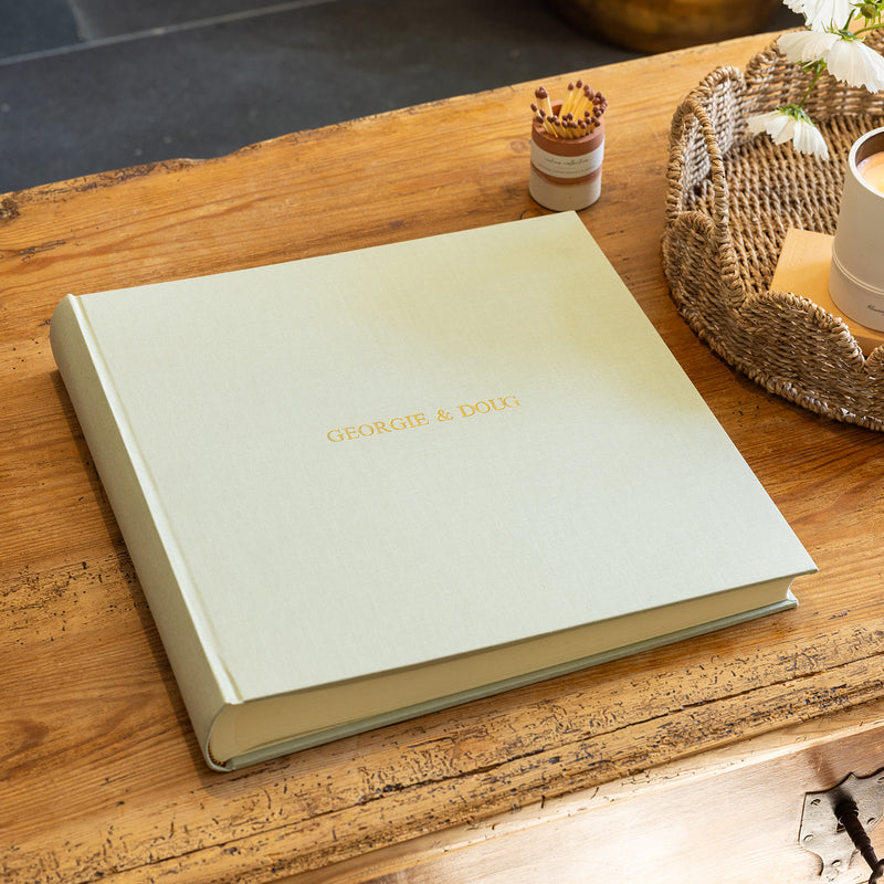 Large Square Linen Photo Album Pistachio