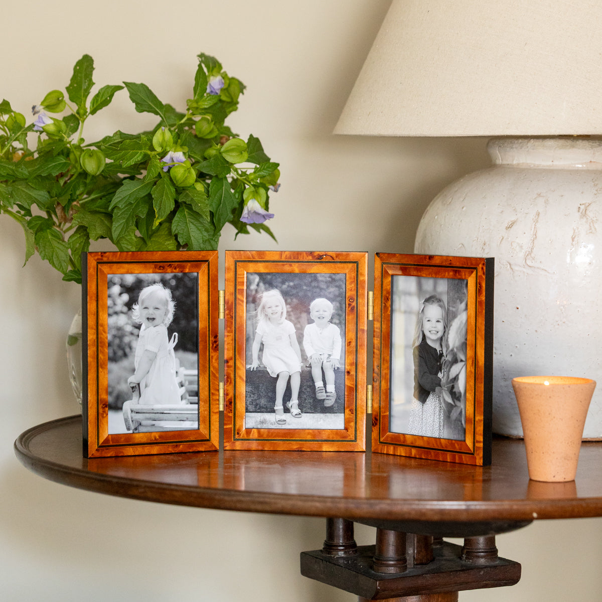 Green Inlay Triple Hinged Photo Frame