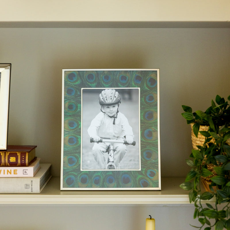 Thin Peacock Feather Photo Frame