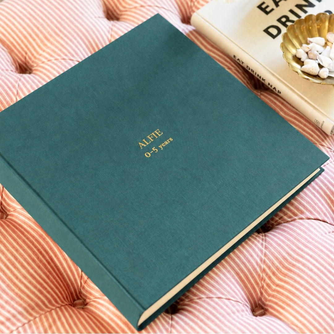 Large Square Linen Photo Album Teal