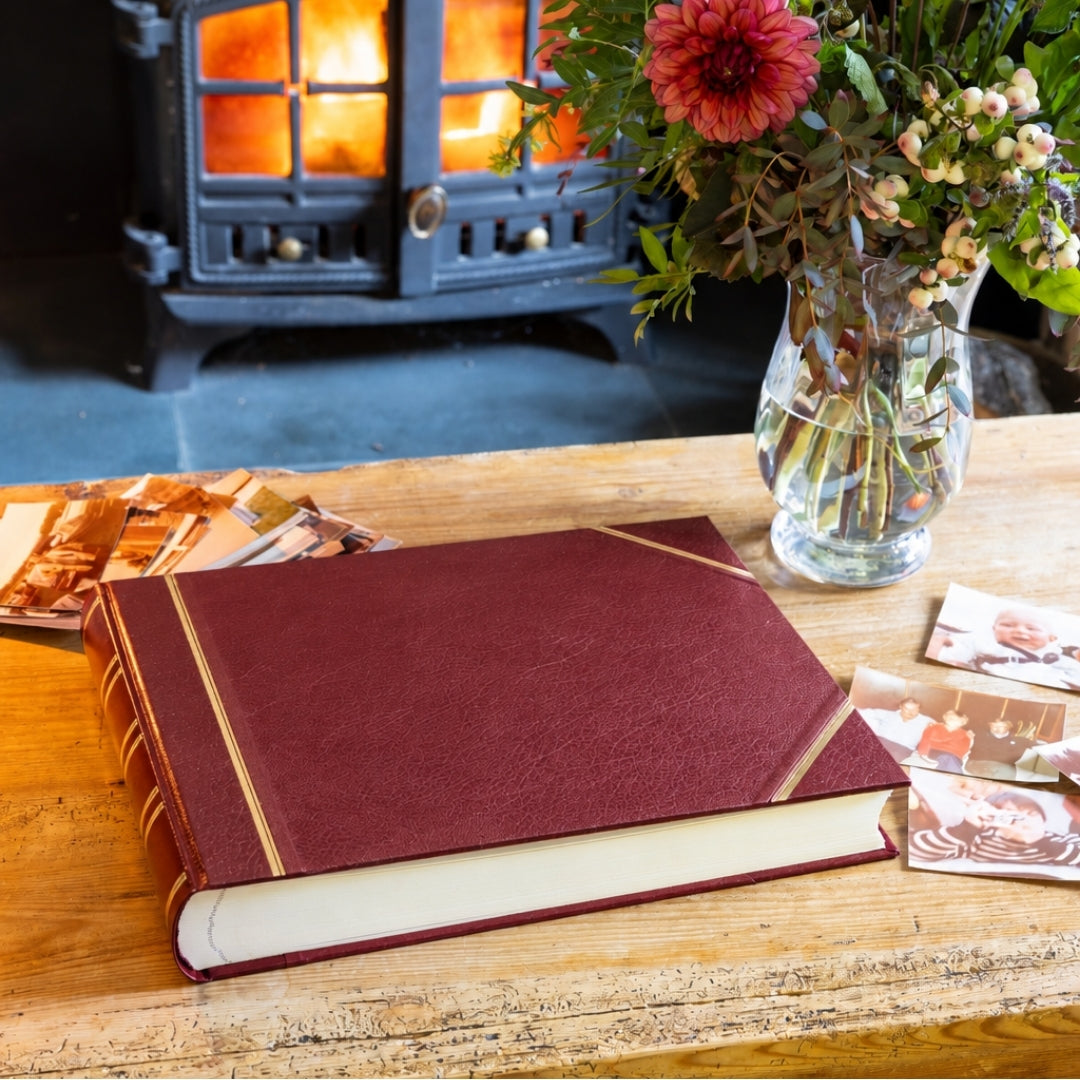 Traditional Medium Landscape Photo Album Burgundy