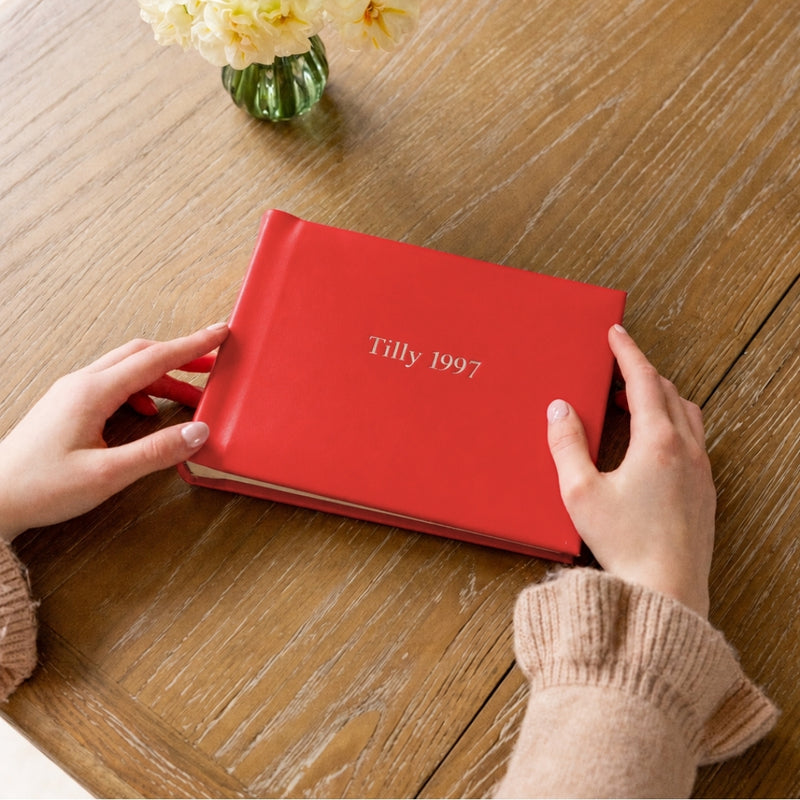 Small Leather Photo Album Red