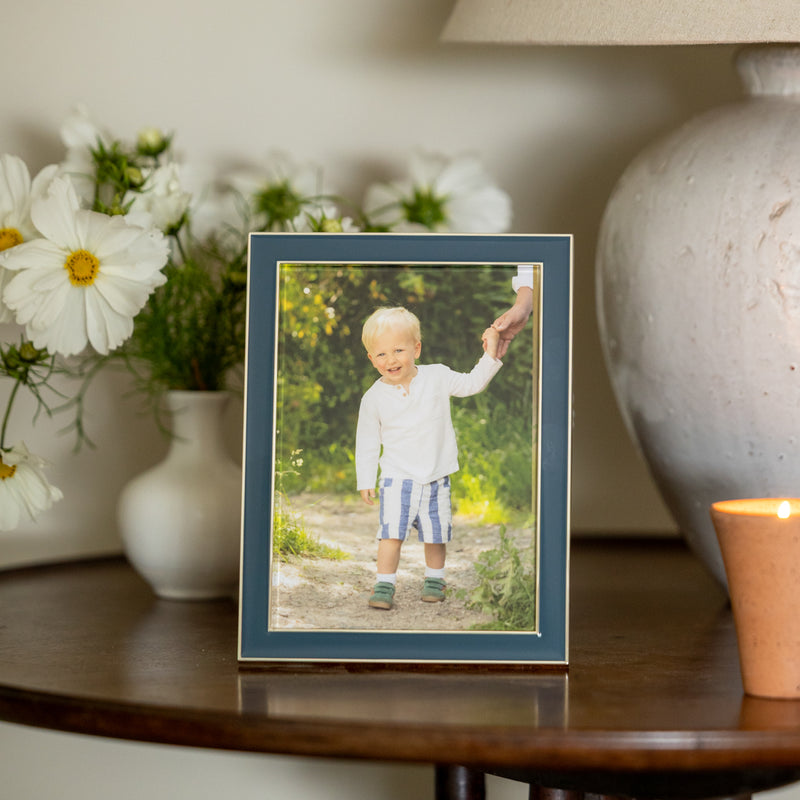 Denim Blue Thin Contemporary Enamel Photo Frame