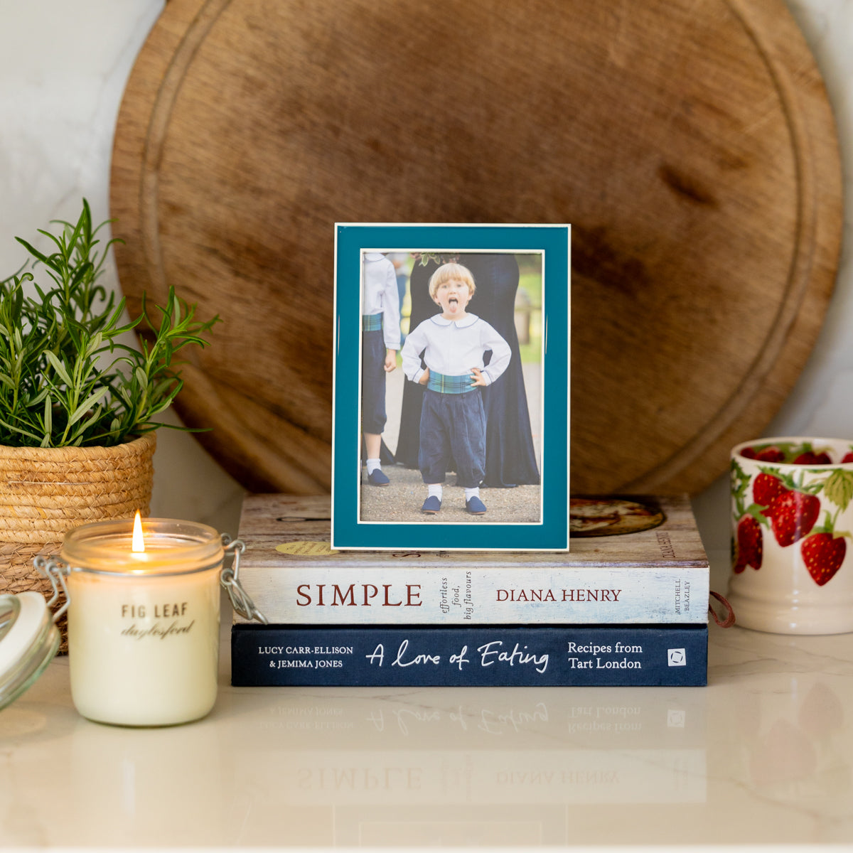 Teal Enamel & Silver Frame