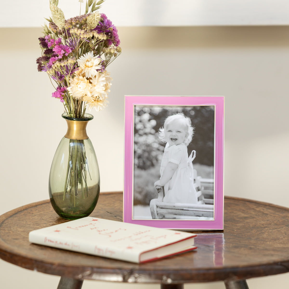 Electric Pink Enamel Silver Frame