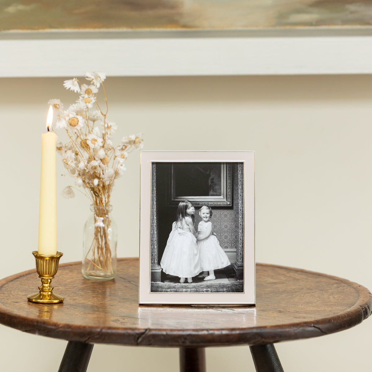 Light Pink Enamel Silver Frame