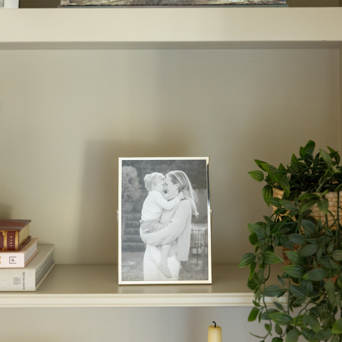 Silver Plate Thin Stand Portrait Photo Frame