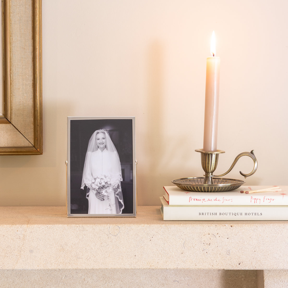 Silver Plate Thin Stand Portrait Photo Frame